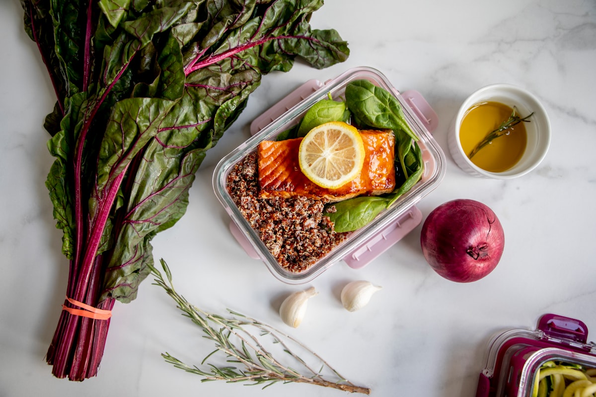 Colorful vegetable and protein bowl